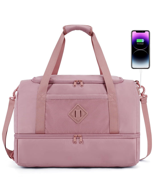 Waterproof Duffle Bag Travel Carry-on With Shoe Compartment and Mesh Pockets