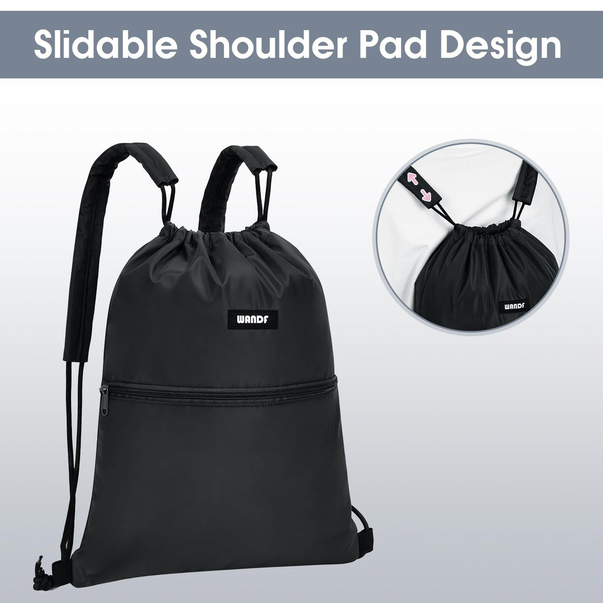 Online WANDF Sports Gym Drawstring Backpack with Shoulder