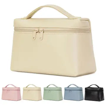 Makeup Cosmetic Bag Eco Vegan Leather With Built-in Pocket