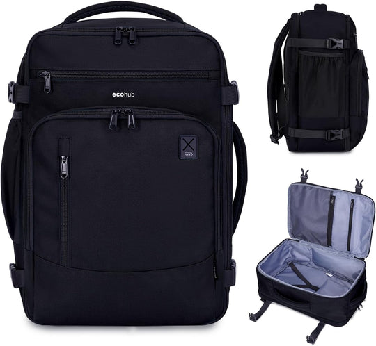 WANDF Travel Backpack With 16 Pockets, 17'' Airline Approved Carry on Luggage,Waterproof Personal Item Bag Fit 15.6" Laptop, Lightweight Casual Daypack for Weekender Business