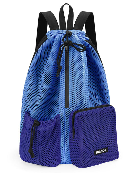 Mesh Drawstring Backpack Swimming Bag With Wet Pocket