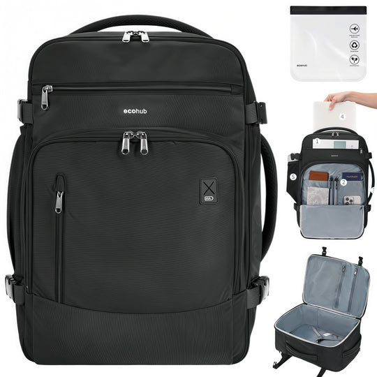 WANDF 18'' Carry on Travel Backpack with Clear Toiletry Bag,30L Airline Approved Personal Item Bag 18x14x8 with USB Port, Laptop Backpack Casual Daypack for Weekender Business