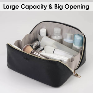Portable Vegan Leather Open Flat Makeup Bag