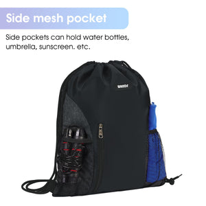 Sports Gym Drawstring Backpack with Mesh Pockets - WF6038