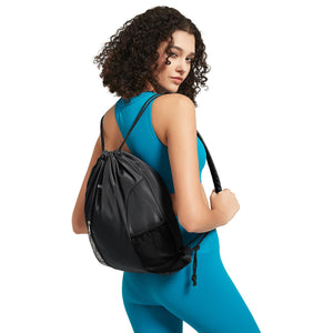 Drawstring Backpack with Shoulder Pad & Mesh Pocket