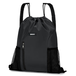 Drawstring Backpack with Shoulder Pad & Mesh Pocket