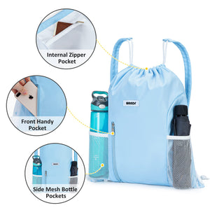 Drawstring Backpack with Shoulder Pad & Mesh Pocket