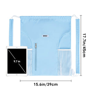 Drawstring Backpack with Shoulder Pad & Mesh Pocket