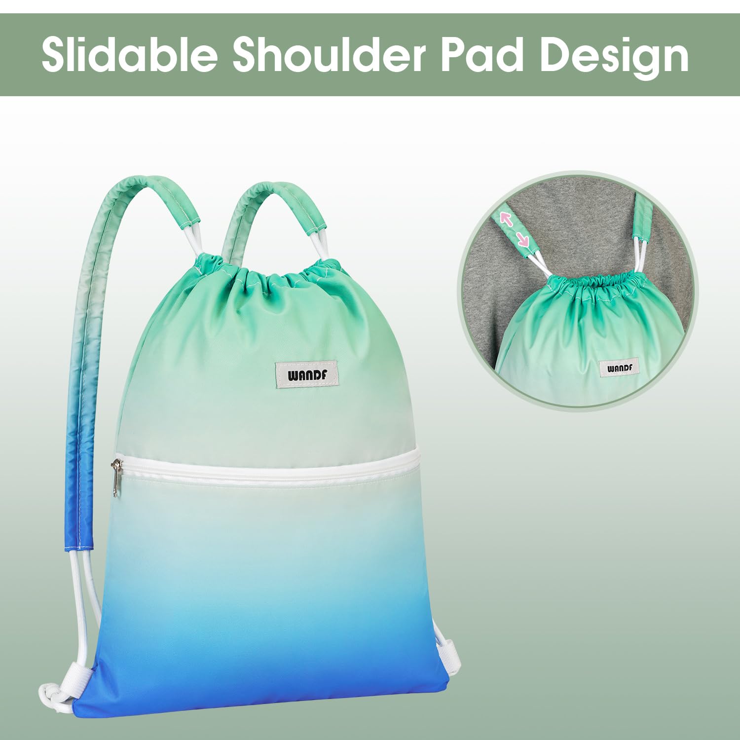 Online WANDF Sports Gym Drawstring Backpack with Shoulder Pads Free Shipping