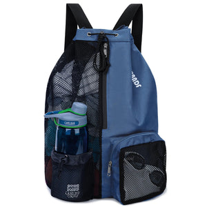 Beach Mesh Drawstring Backpack with Wet Pocket