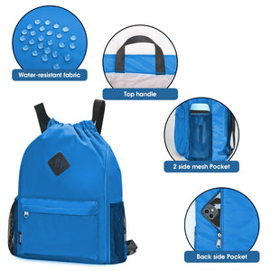 Sports Drawstring Backpack with Shoes Compartment
