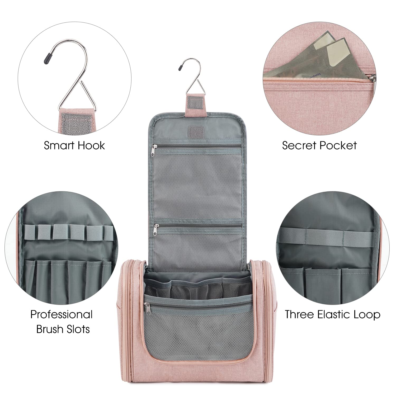 hanging makeup bags for travel WANDF Large Hanging Travel Cosmetic Toiletry Bag