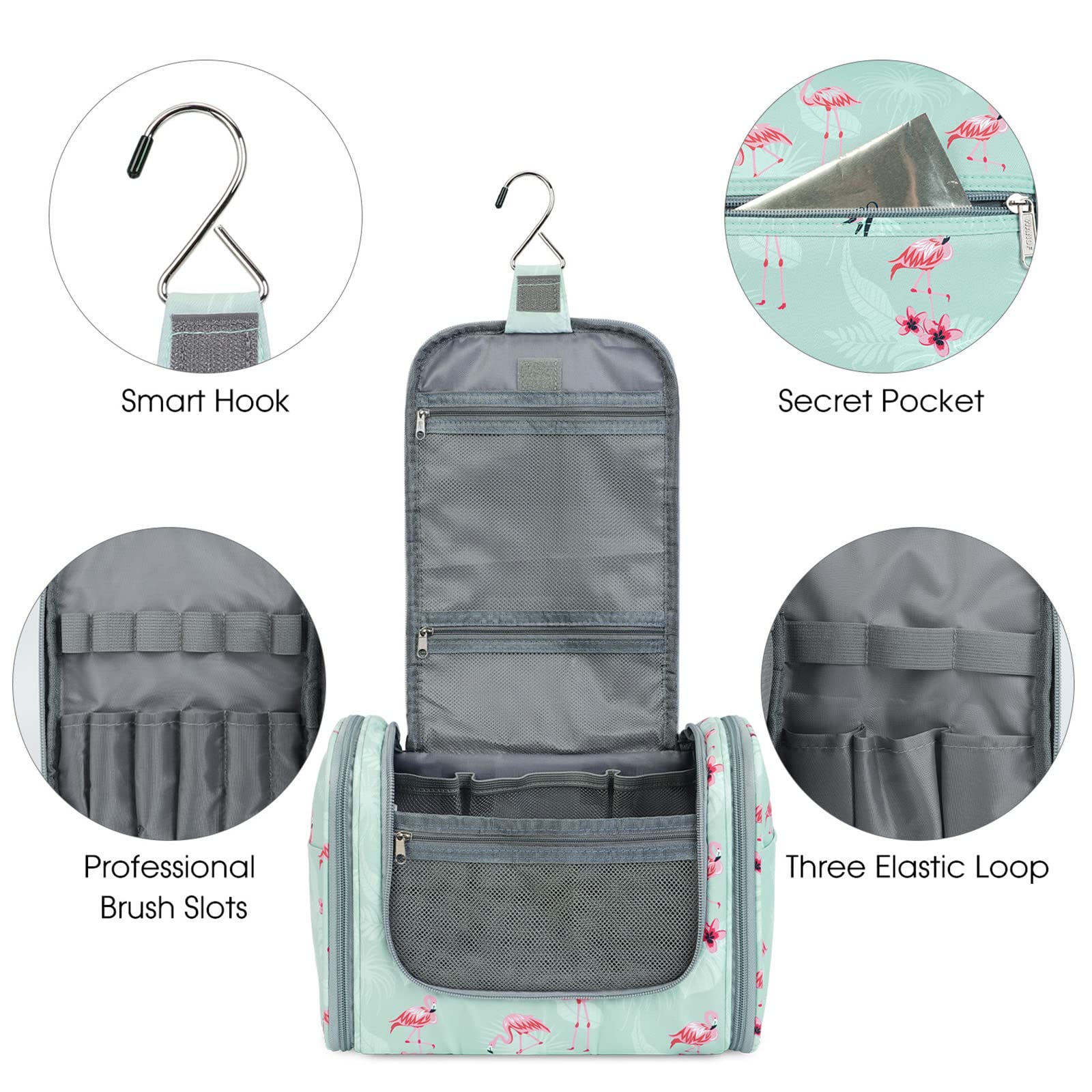 hanging travel cosmetic toiletry organizer bag WANDF Large Hanging Travel Cosmetic Toiletry Bag