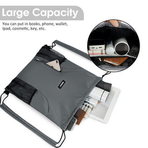 Drawstring Backpack with Shoulder Pad & Mesh Pocket