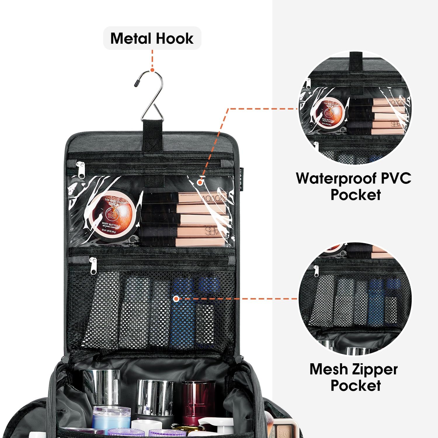 davidsbeenhere hanging travel toiletry cosmetics bag kit Hanging Travel Toiletry Bag For Women/Men