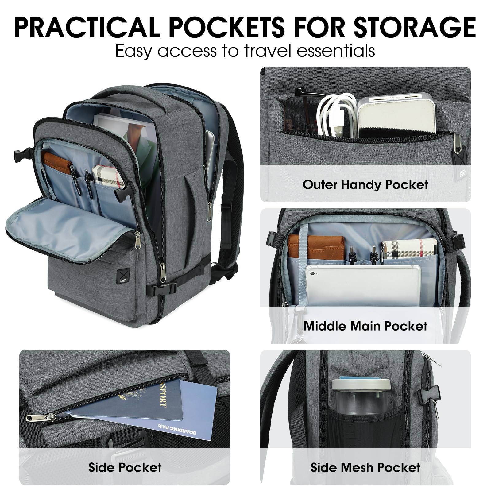 backpack with wet compartment laptop sleeve Full Opening Travel Hand Luggage Backpack with Wet Pocket