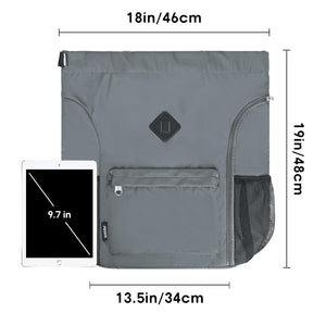 Sports Drawstring Backpack with Shoes Compartment