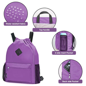 Sports Drawstring Backpack with Shoes Compartment
