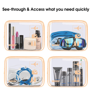 clear travel toiletry bag tsa approved WANDF TSA Approved Clear Travel Toiletry Bag PVC Makeup Bag