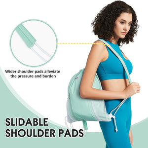 Drawstring Backpack with Shoulder Pad & Mesh Pocket