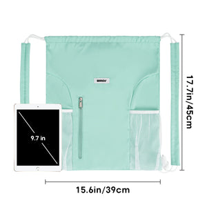 Drawstring Backpack with Shoulder Pad & Mesh Pocket