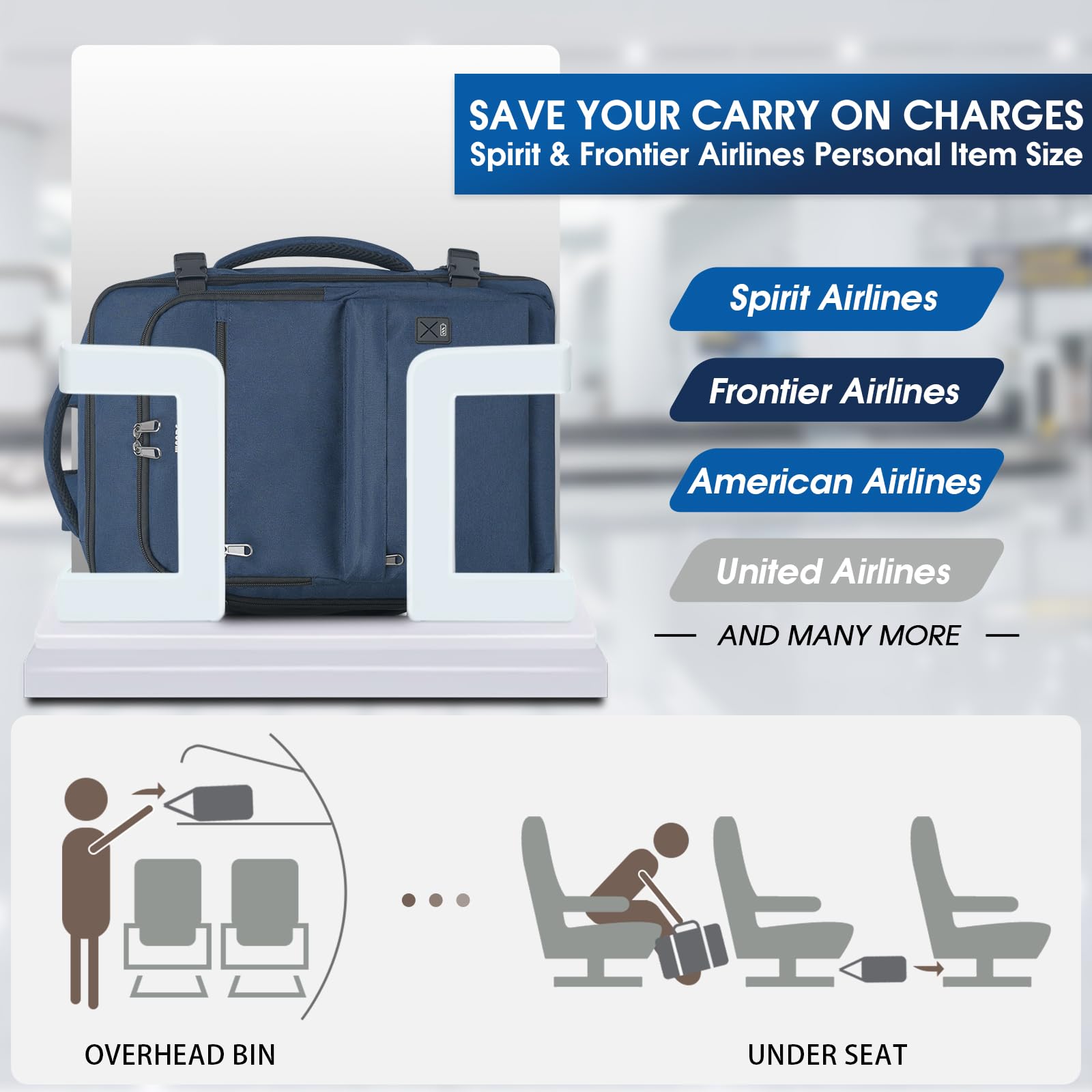 Backpack Frontier Airlines Baggage Personal Item New WANDF Carry