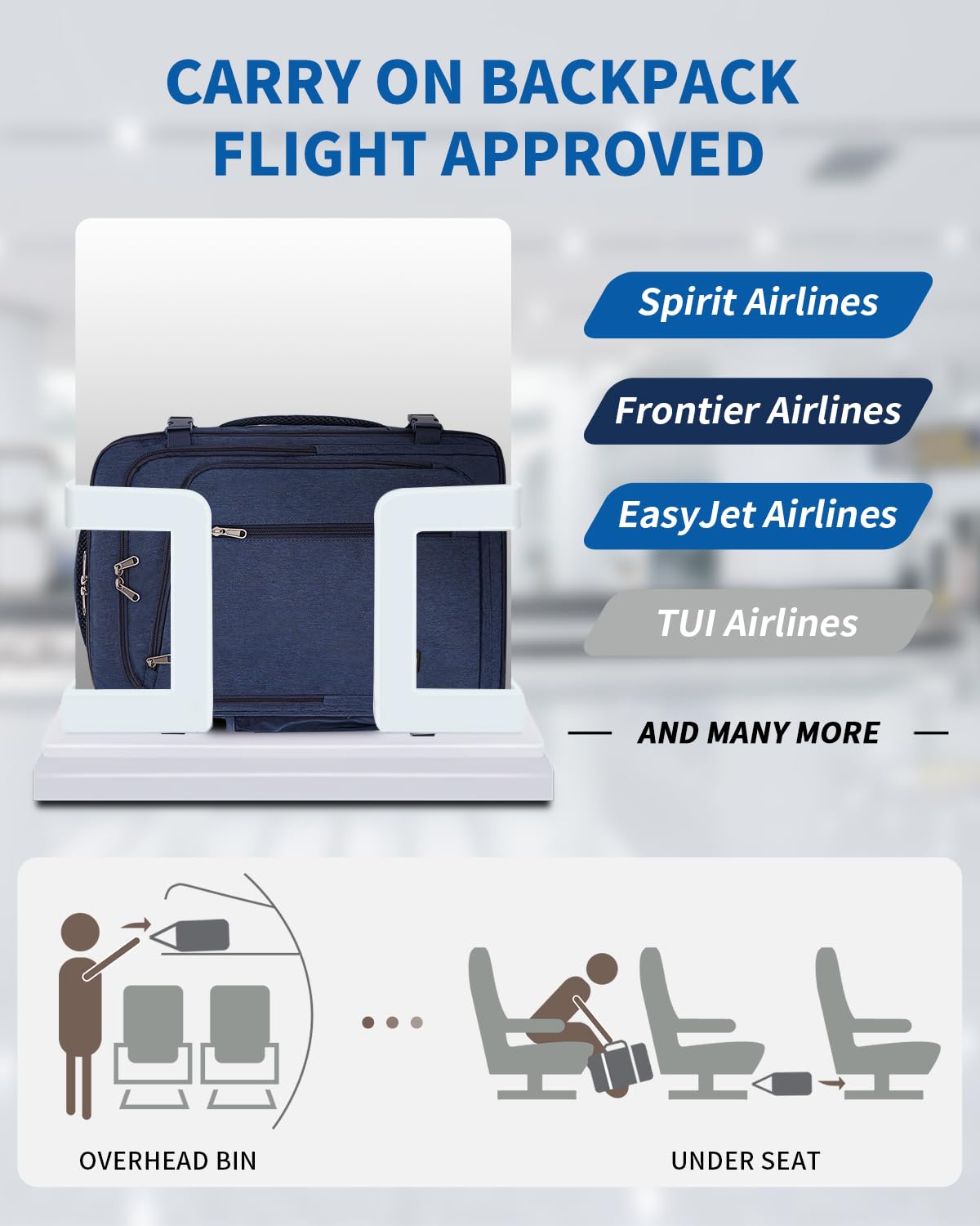 airline personal item travel laptop backpack WANDF Expandable 17 Inch Travel Laptop Backpack For Spirit Airlines Personal Item Bag