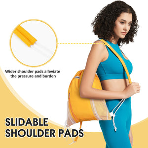 Drawstring Backpack with Shoulder Pad & Mesh Pocket
