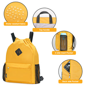 Sports Drawstring Backpack with Shoes Compartment