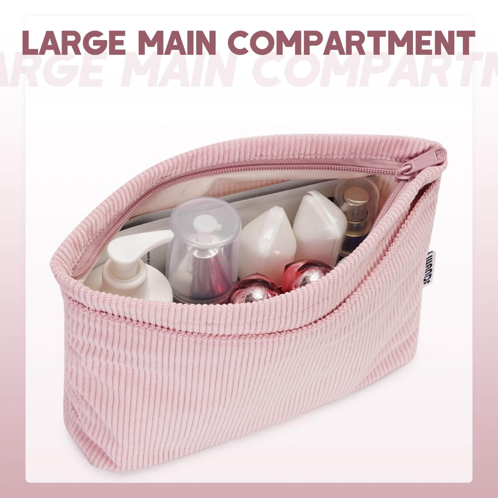 WANDF Corduroy Travel Makeup Toiletries Bag Zipper Pouch For Women