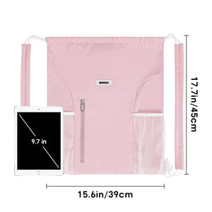 Drawstring Backpack with Shoulder Pad & Mesh Pocket