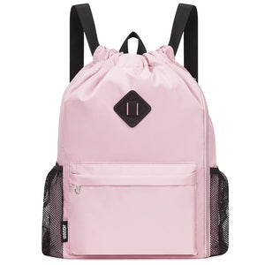 Sports Drawstring Backpack with Shoes Compartment