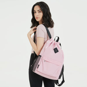 Sports Drawstring Backpack with Shoes Compartment