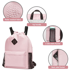 Sports Drawstring Backpack with Shoes Compartment