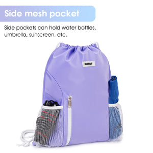 Sports Gym Drawstring Backpack with Mesh Pockets - WF6038