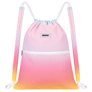 WANDF Sports Gym Drawstring Backpack with Shoulder Pads