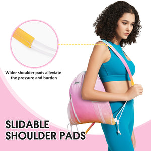 Drawstring Backpack with Shoulder Pad & Mesh Pocket