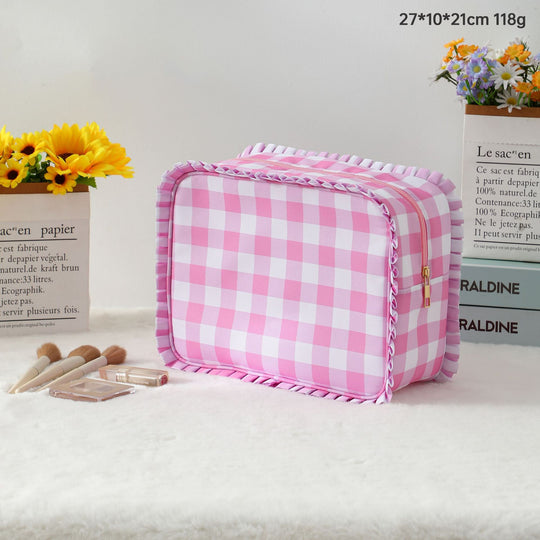 Classic Ruffle Large Travel Cute Makeup Bag