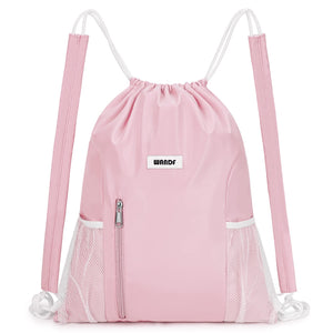 Drawstring Backpack with Shoulder Pad & Mesh Pocket