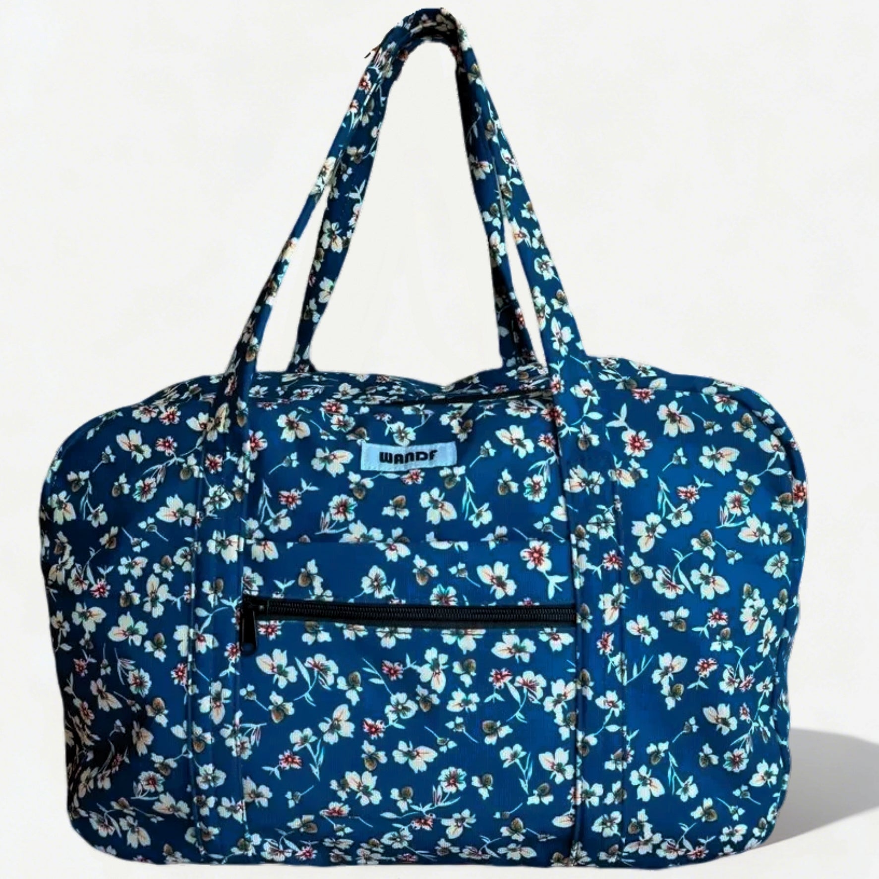 WANDF Retro Floral Duffel Bag Weekender Carry-on Travel Overnight Bag Tote