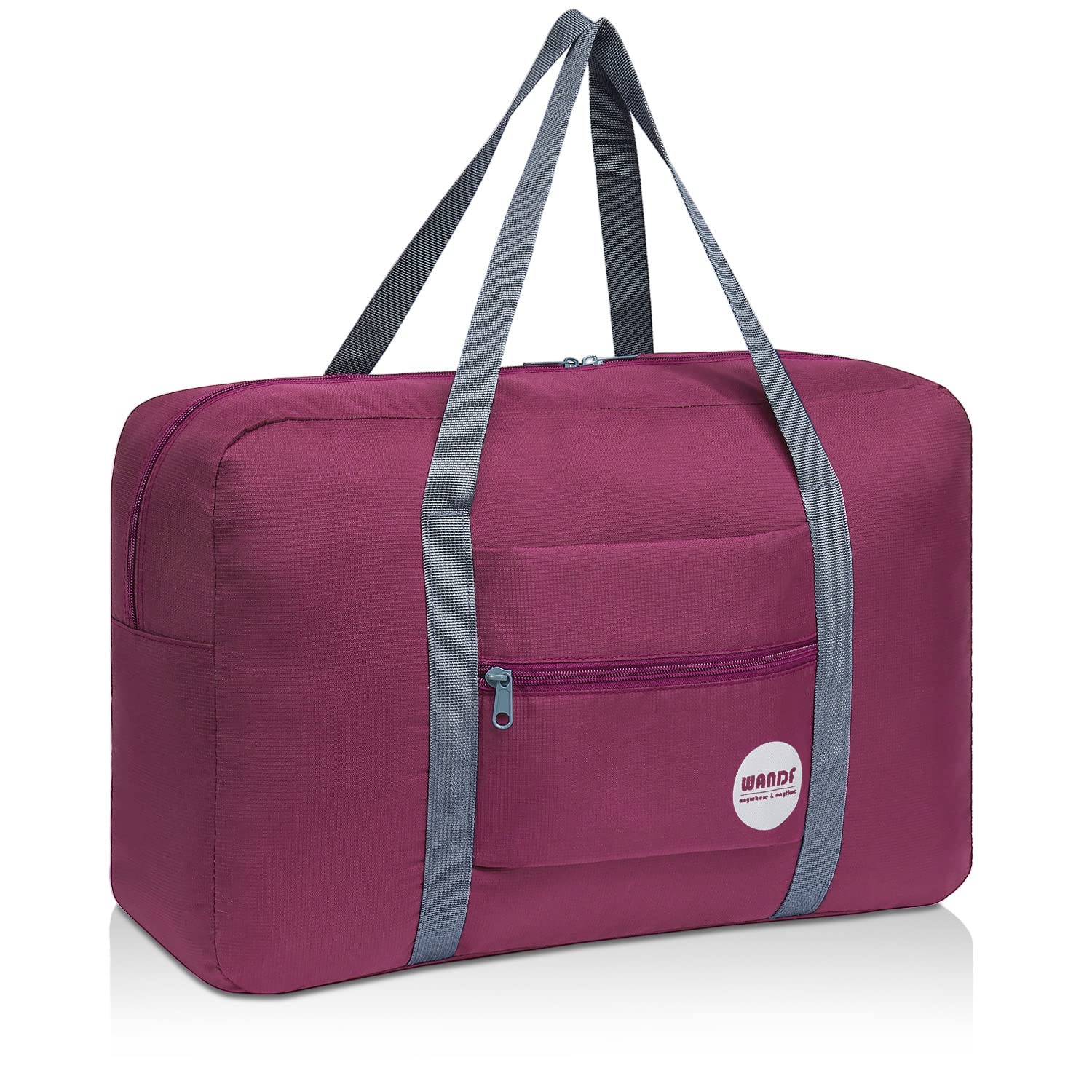 duffel bag safe for airline travel Wandf Foldable Travel Duffel Bag Luggage Sports Gym Water Resistant Nylon (D-Wine Red with Strap)