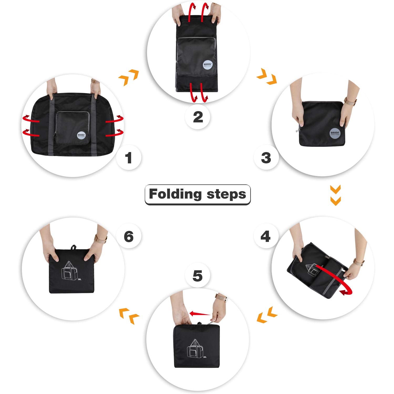 backpack fold travel black WF306 18" Foldable Duffle Bag Black For sale