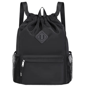 black leather drawstring backpack laptop WANDF Drawstring Backpack Sports Gym Bag with Shoes Compartment, Water-Resistant String Backpack Cinch for Women Men
