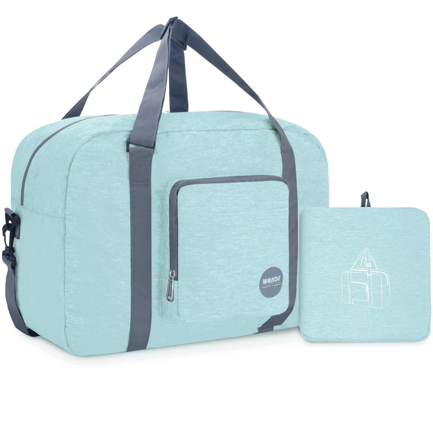 WANDF Foldable Travel Duffel Bag with Shoulder Strap Water-Resistant for Luggage Sport Gym (Mint Green) WANDF Foldable Travel Duffel Bag with Shoulder Strap Water-Resistant for Luggage Sport Gym (Mint Green)
